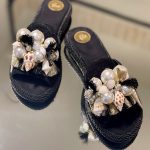 صندل مشکی با طرح صدف